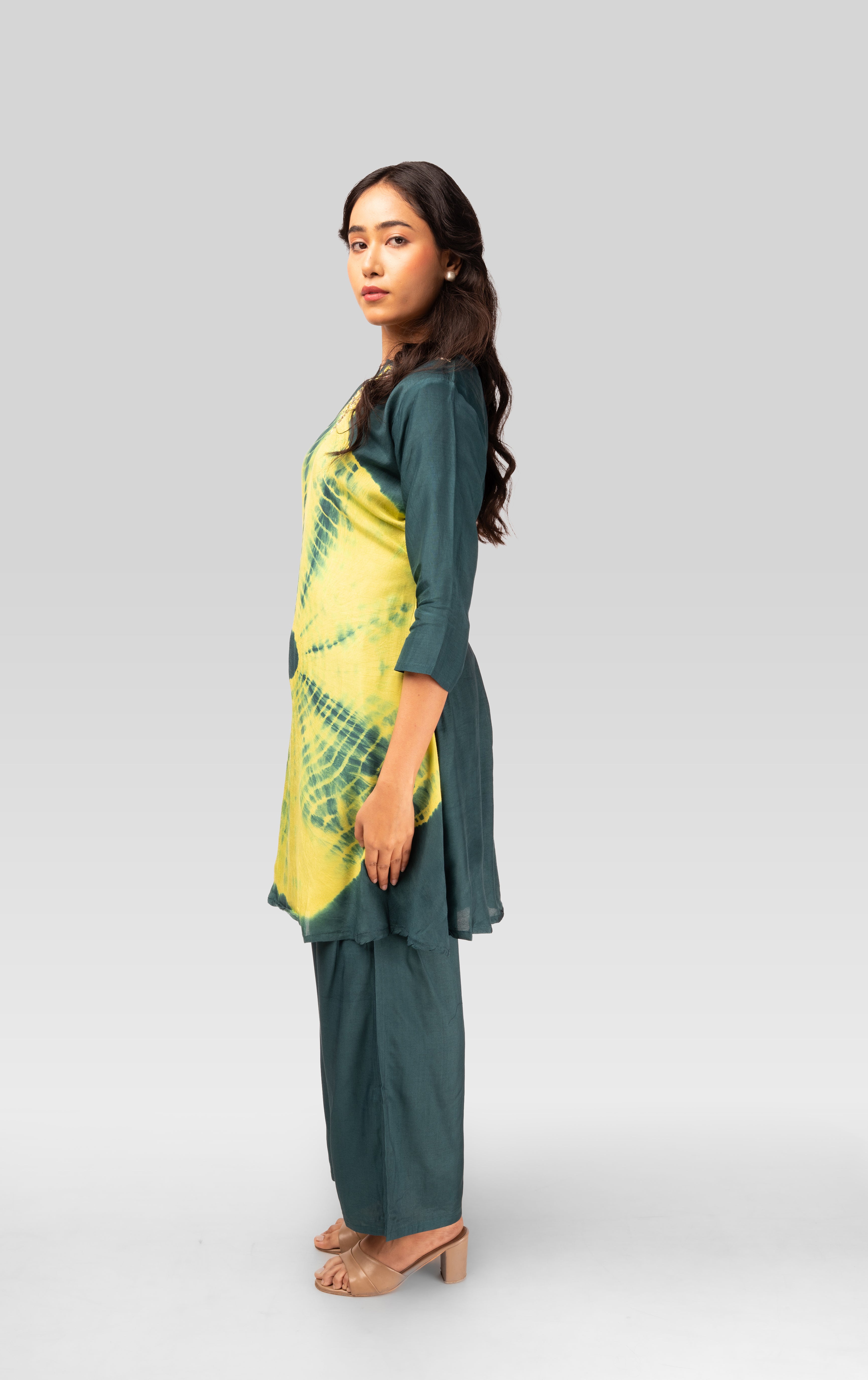 Emerald Shibori Tie-Dye Kurti Set