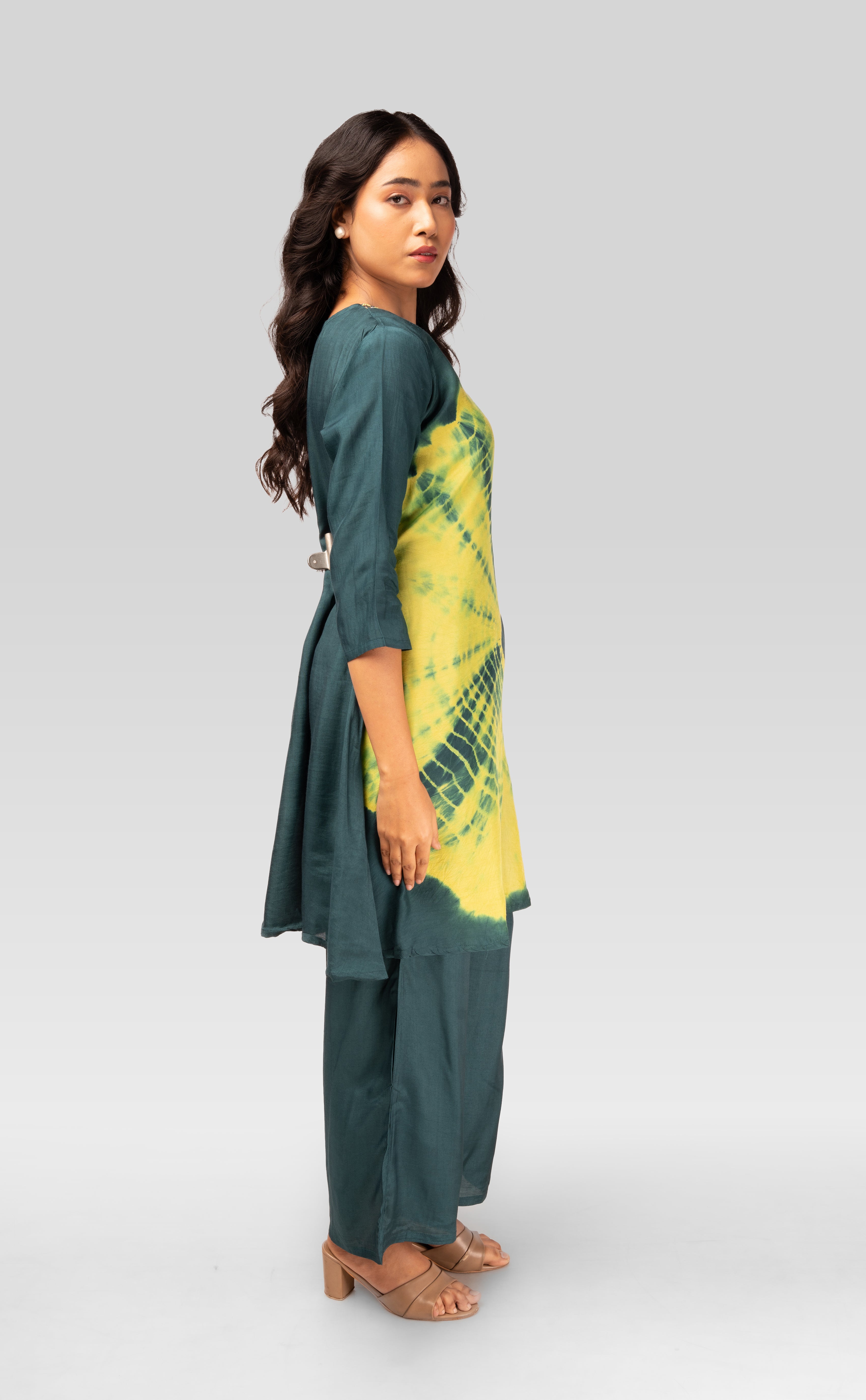 Emerald Shibori Tie-Dye Kurti Set