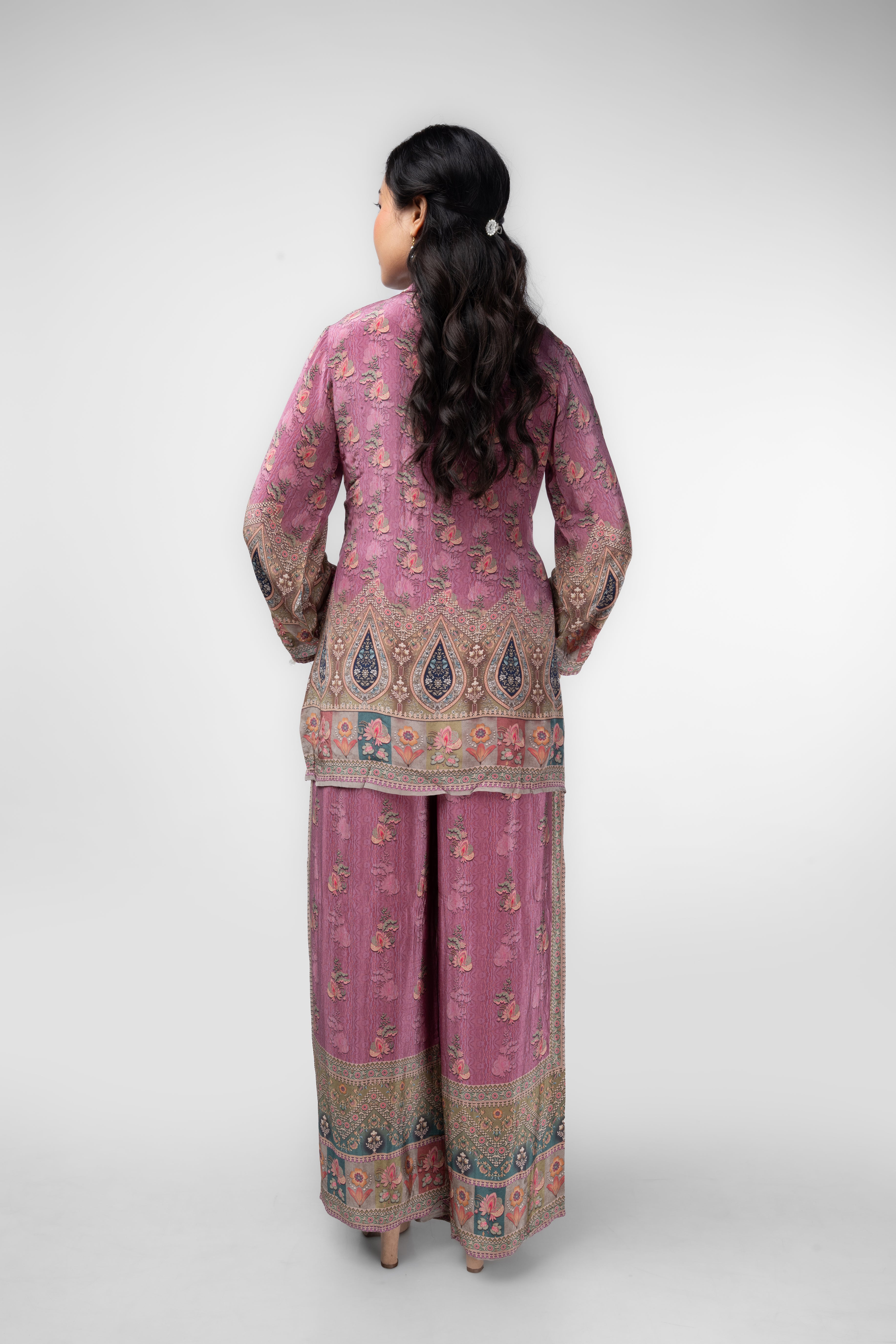 Dusty Rose Printed Kurti Co-ord Set