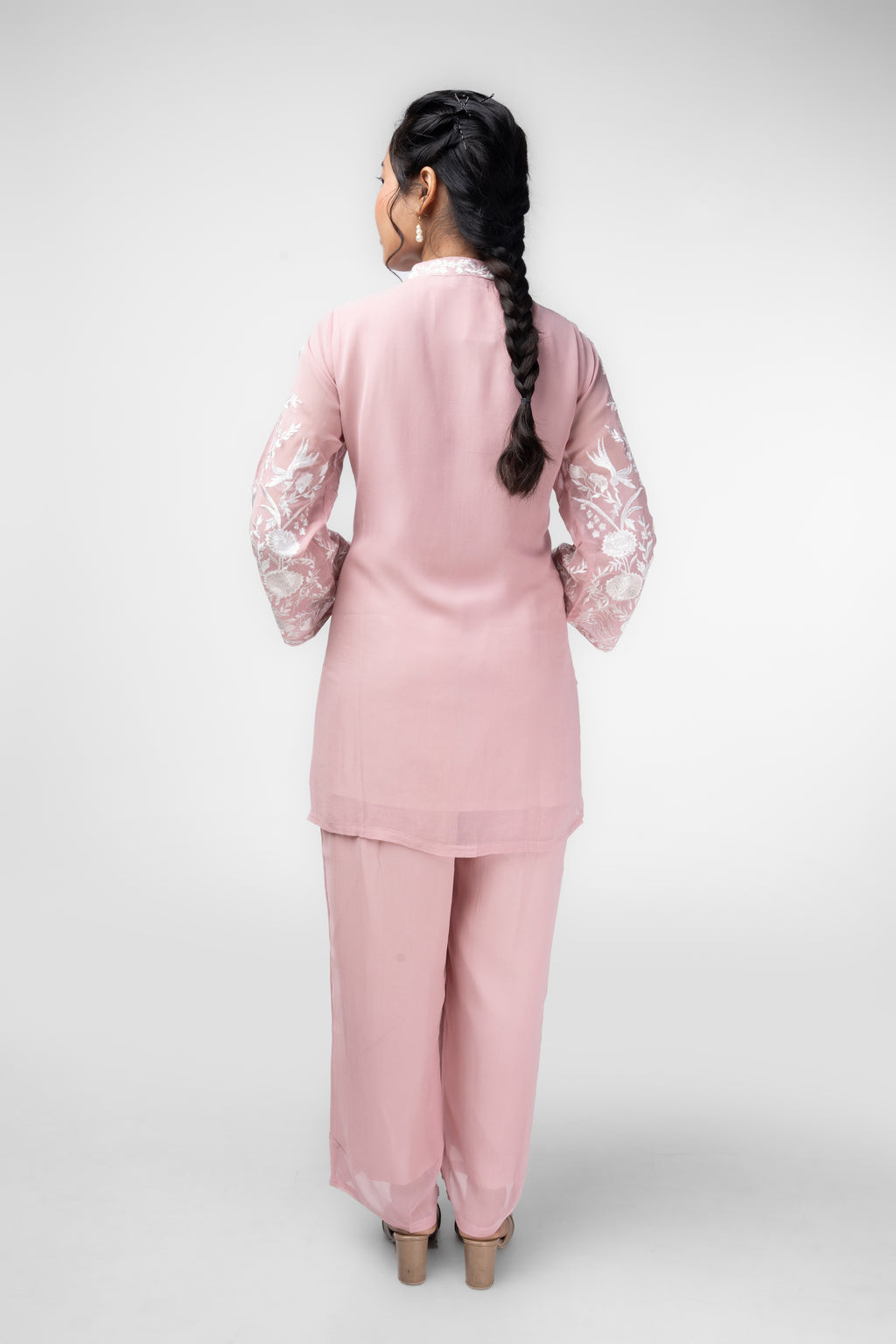 Rose Mist Embroidered Kurti Set