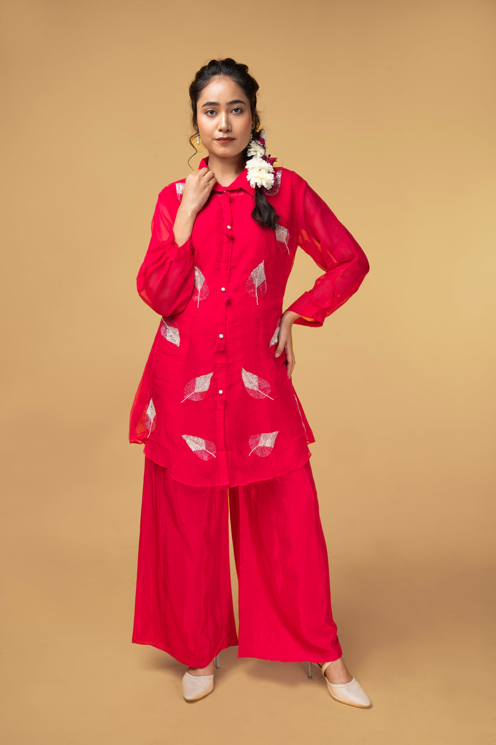 Ruby Leaf Embellished Co-ord Set