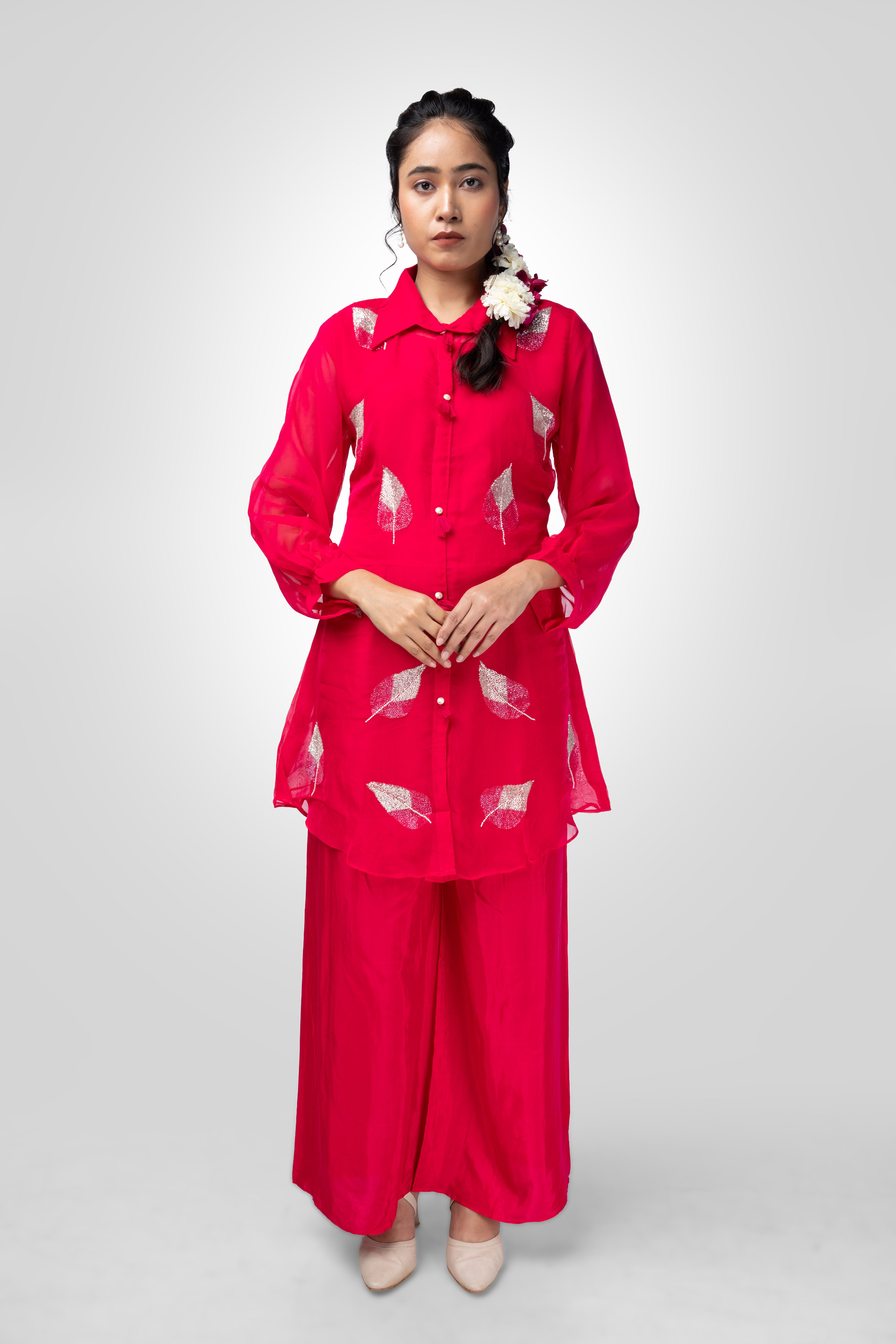 Ruby Leaf Embellished Co-ord Set