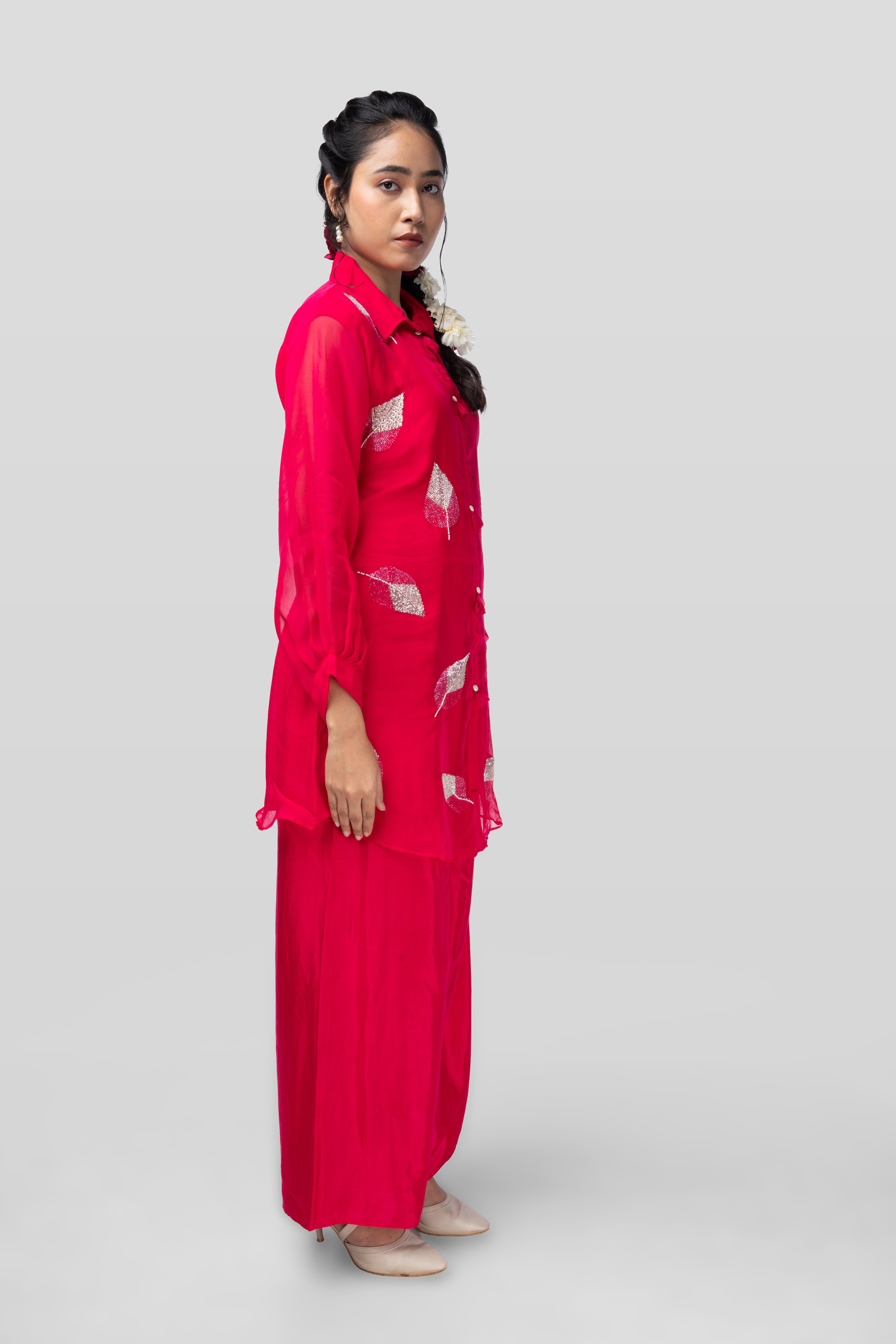 Ruby Leaf Embellished Co-ord Set